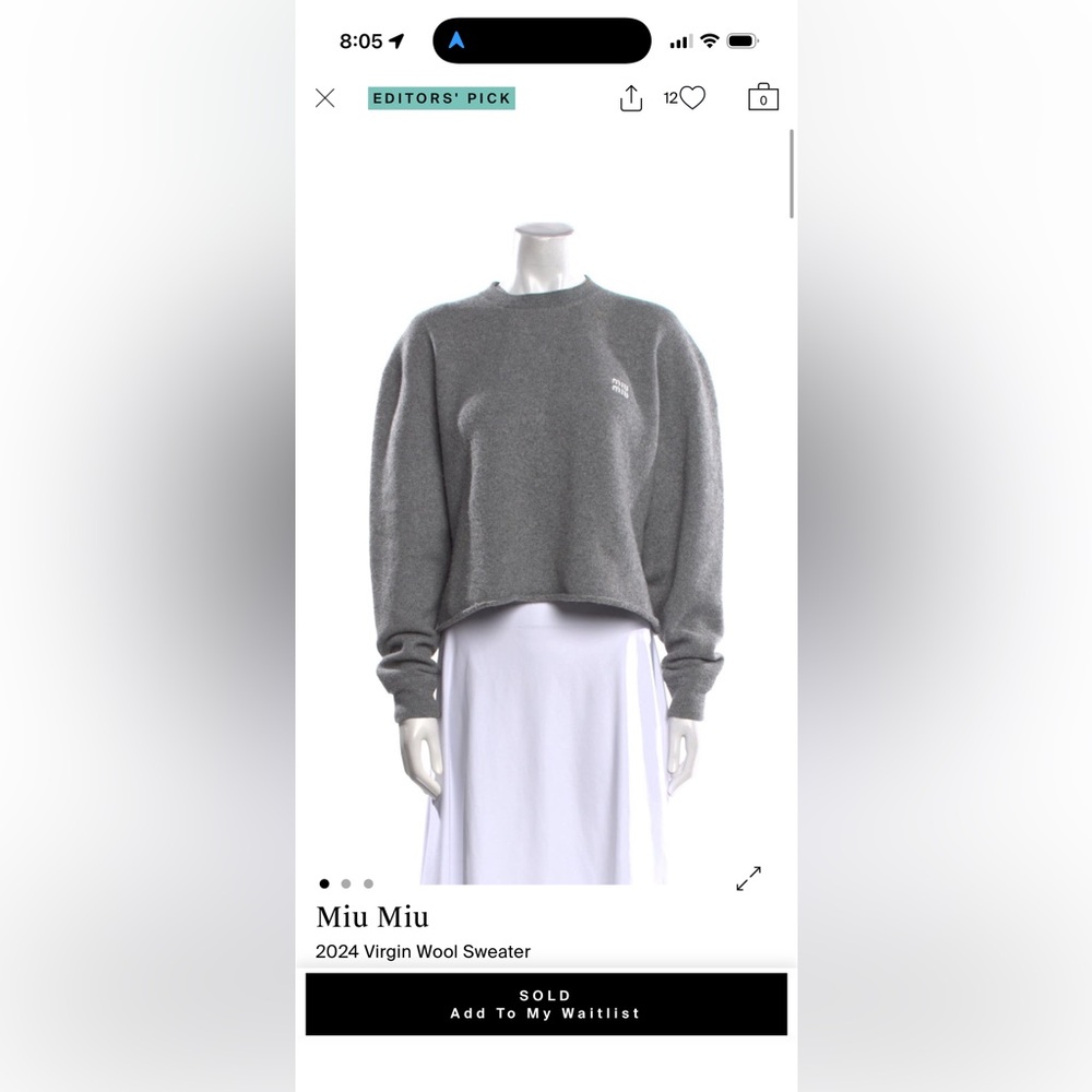 Miu Miu Elegant Gray Knitwear